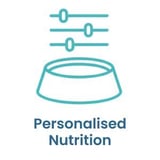 Dog bowl with customisation bars representing tailored nutrition plans Dog bowl with customisation bars representing tailored nutrition plans