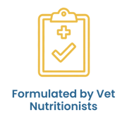 Formulated by vet nutritionists badge - recipes designed by veterinary nutrition experts
