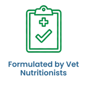 Formulated by vet nutritionists badge - recipes designed by veterinary nutrition experts